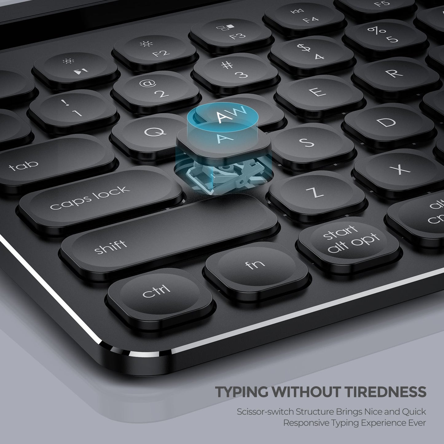 Victsing USB Wireless Keyboard, Dual Mode Bluetooth Keyboard with Integrated Holder for iOS, Mac, Windows and Android