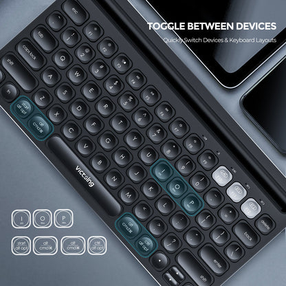 Victsing USB Wireless Keyboard, Dual Mode Bluetooth Keyboard with Integrated Holder for iOS, Mac, Windows and Android